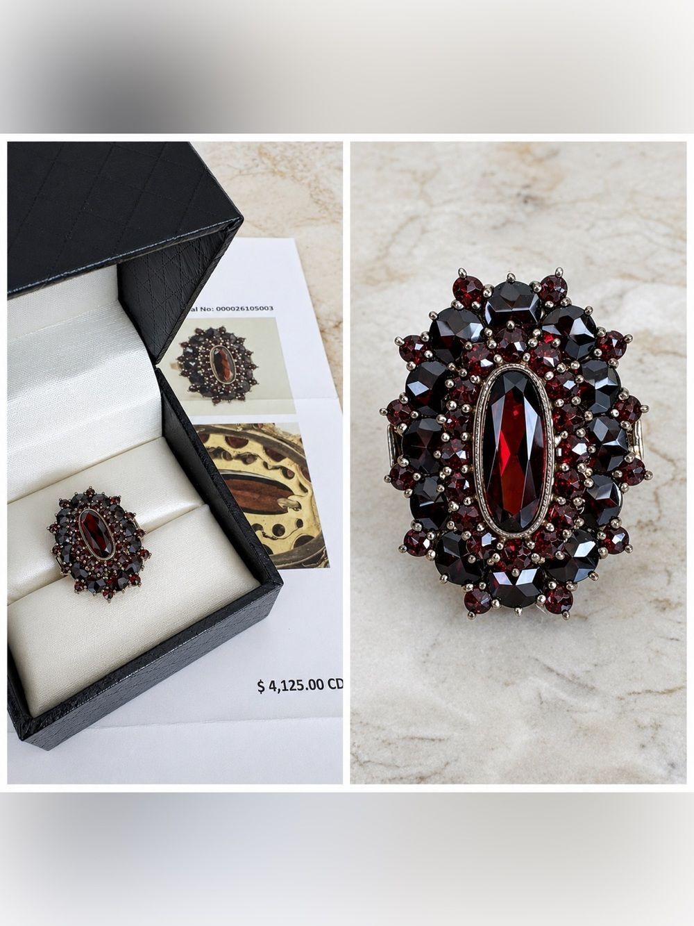 Antique 14K Gold Triple Halo Garnet Ring - $4,125 Appraisal